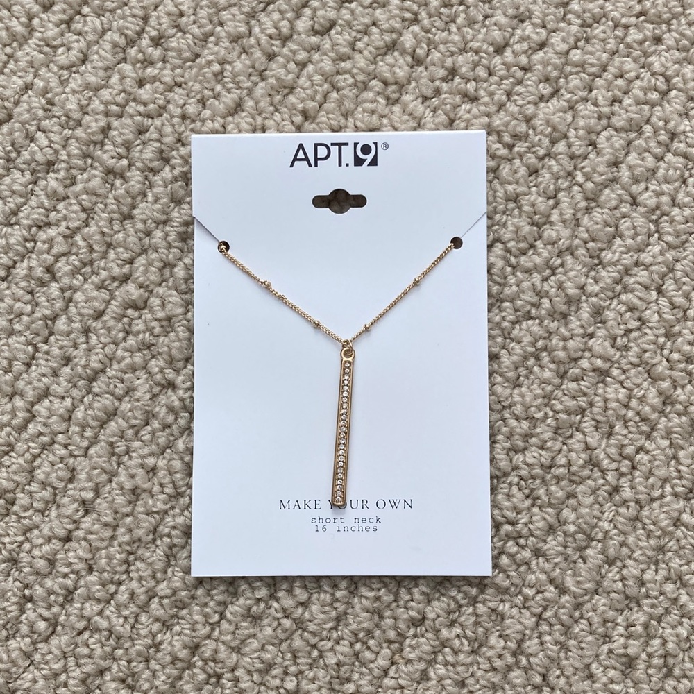 NEW Apt. 9 Gold Bar Pendant Necklace 16” Length Slight Imperfections NIB